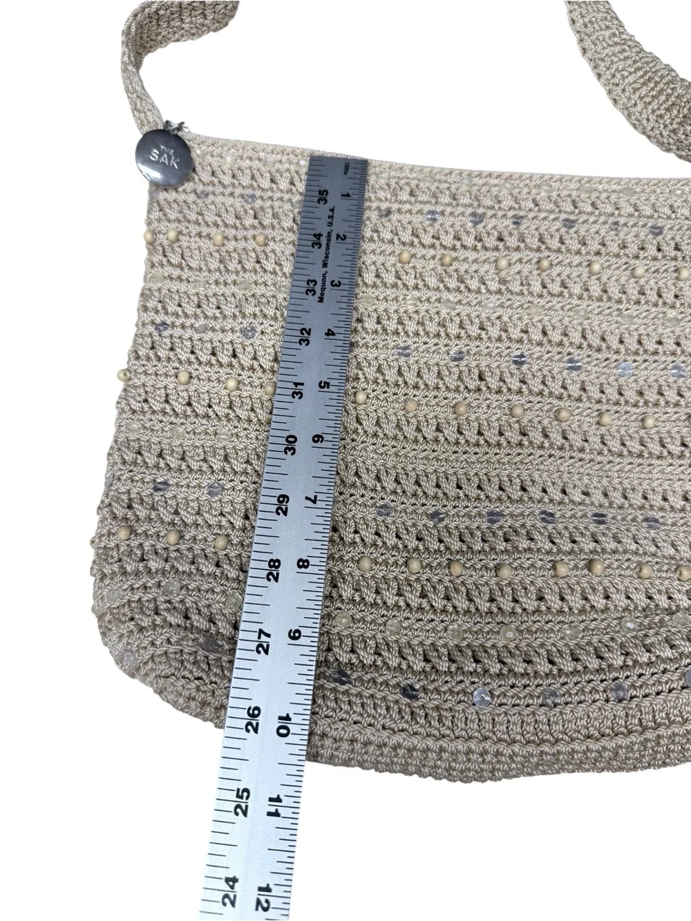 Vintage The Sak Hand-Crocheted Crossbody Hobo Bag